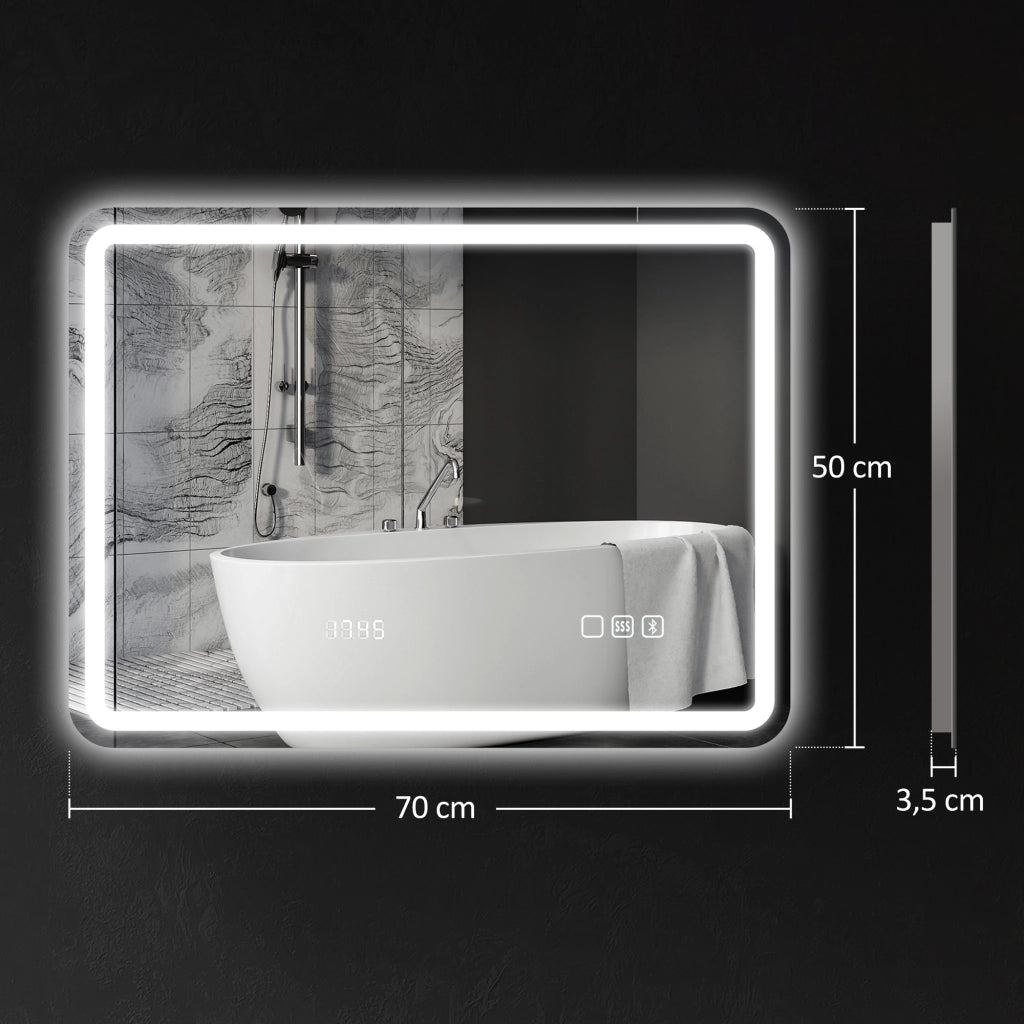 Specchio Bagno con LED ¨C Minimal ¨C Bianco 70x50 cm