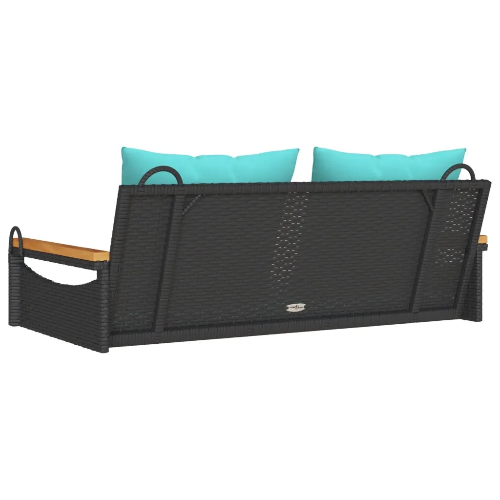 Panchina a Dondolo con Cuscini Nera 109x62x40 cm in Polyrattan 368151