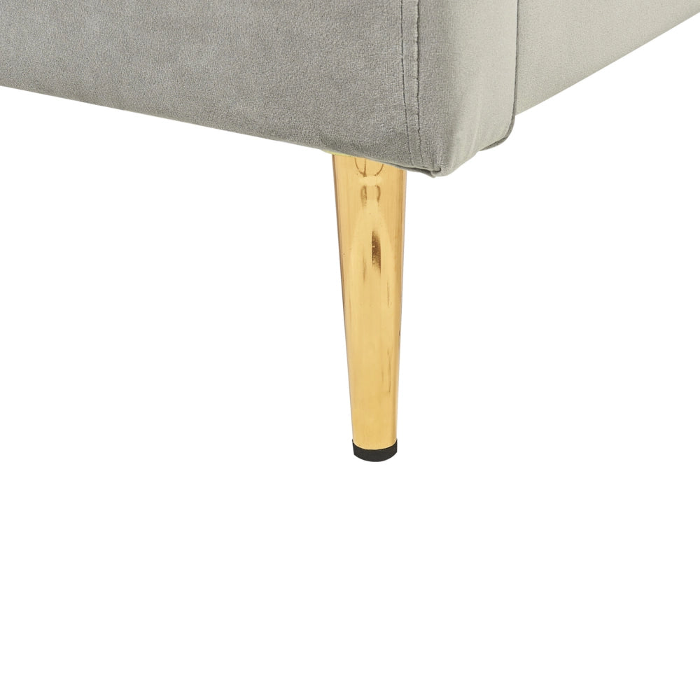 Letto in velluto grigio con struttura 180 x 200 cm gambe imbottite oro testiera stile glamour moderno