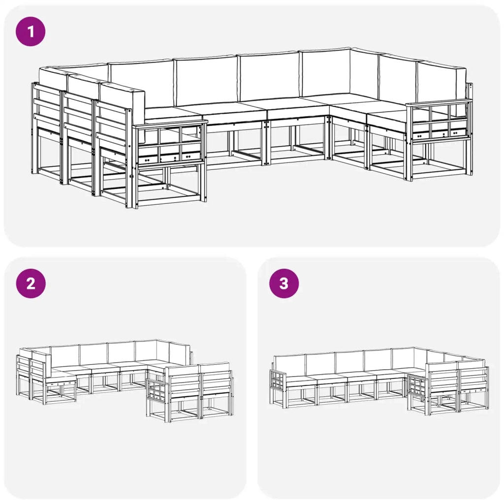 Set di divani da esterno con cuscino 9 pcs Bianco e Antracite 3388231