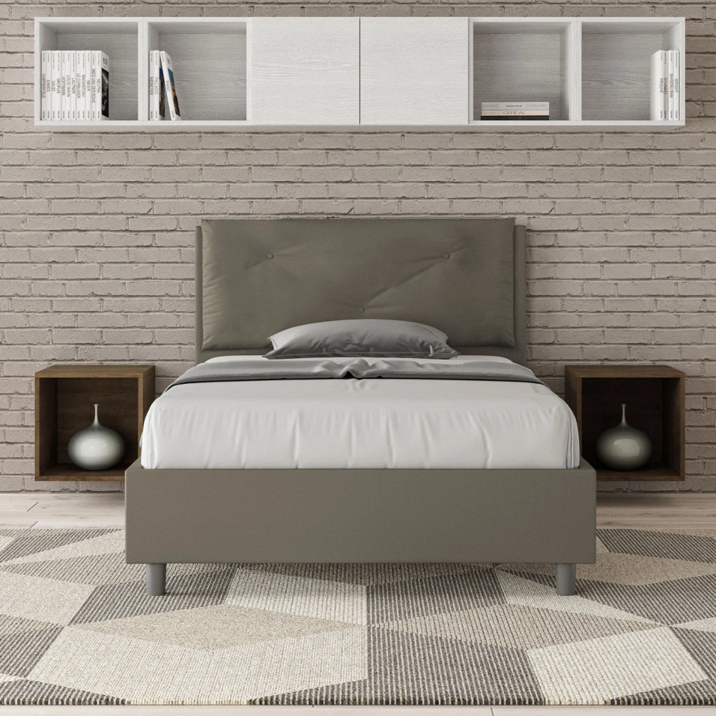 BS COM Letto una piazza e mezza senza rete imbottito 120x210 similpelle cappuccino