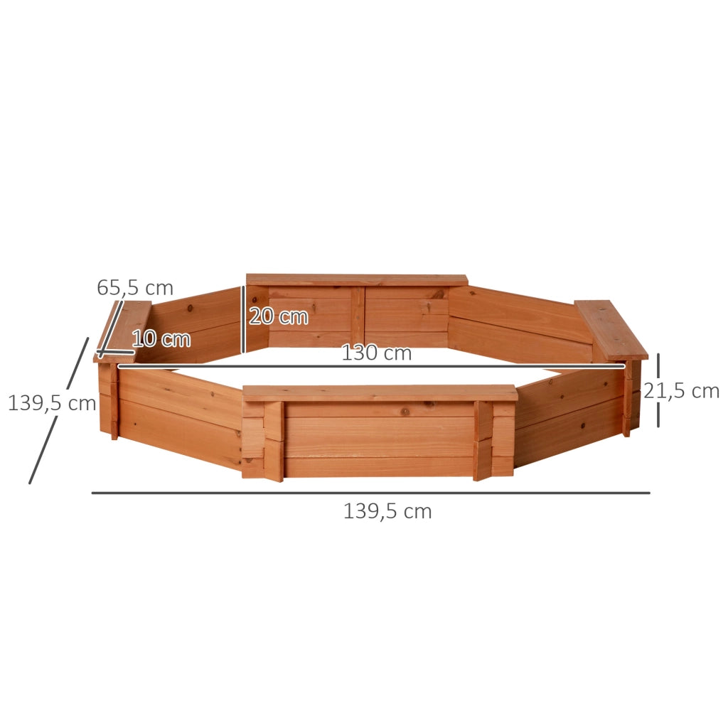 Sandbox in legno massello, ottagonale, 140x140x21.5 cm, con bache e copertura ¨C Minimal ¨C arancione
