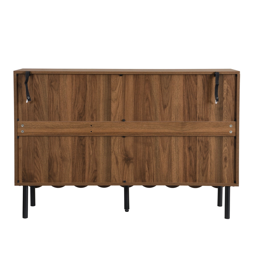SIDEBOARD 120x35x80 cm MDF colore noce con ante ondulate