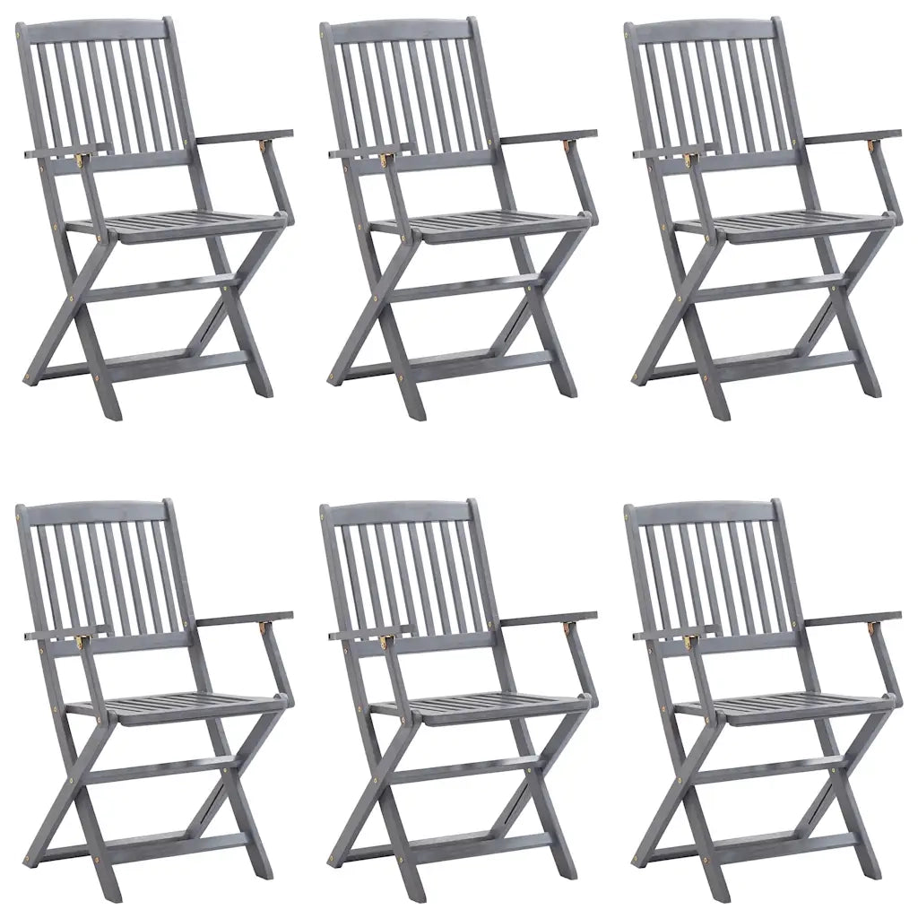 Sedie da Giardino Pieghevoli 6pz con Cuscini in Massello Acacia 3065407