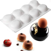 Forma di torta in silicone rotonda con 8 fori per creazioni di mousse e cioccolato - Ciotola per decorazioni da cucina