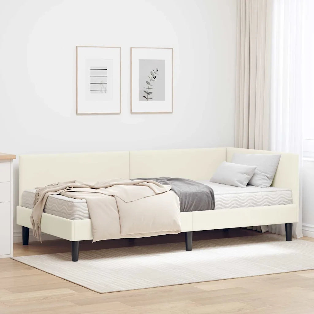 Struttura Letto Angolare con Materasso 2 pcs Crema Velluto 3393775