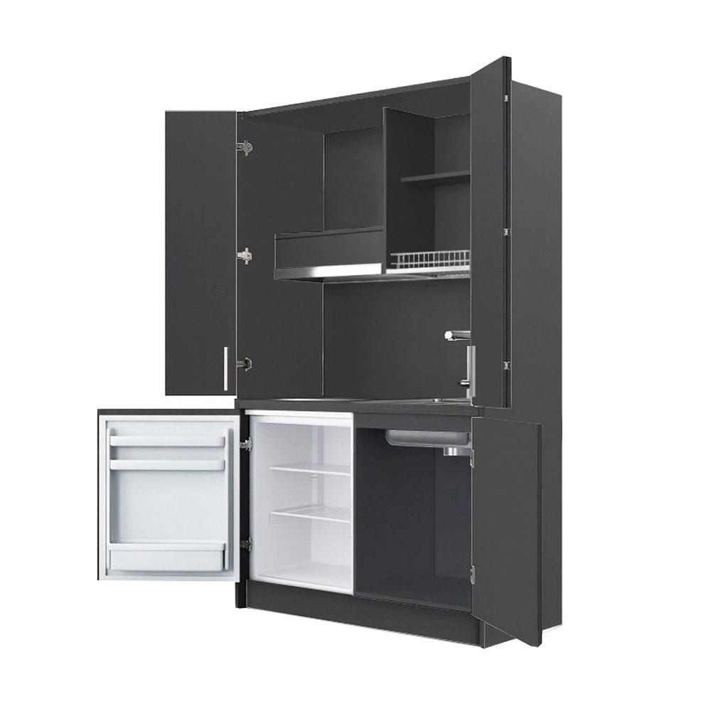 Cucina salvaspazio a scomparsa Fold Evolution colore antracite e elettrodomestici inclusi 125x62x208H