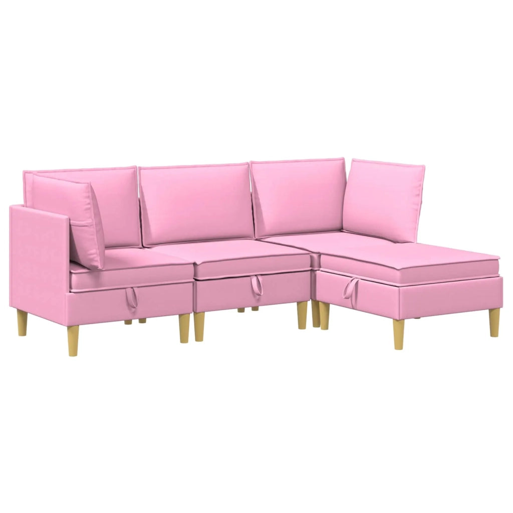 Set di mobili per il soggiorno con cuscino 4 pcs Rosa Tessuto 3413725