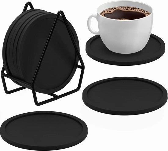 Set di supporti per sottoscala in silicone antiscivolo da 8 pezzi, neri, rotondi