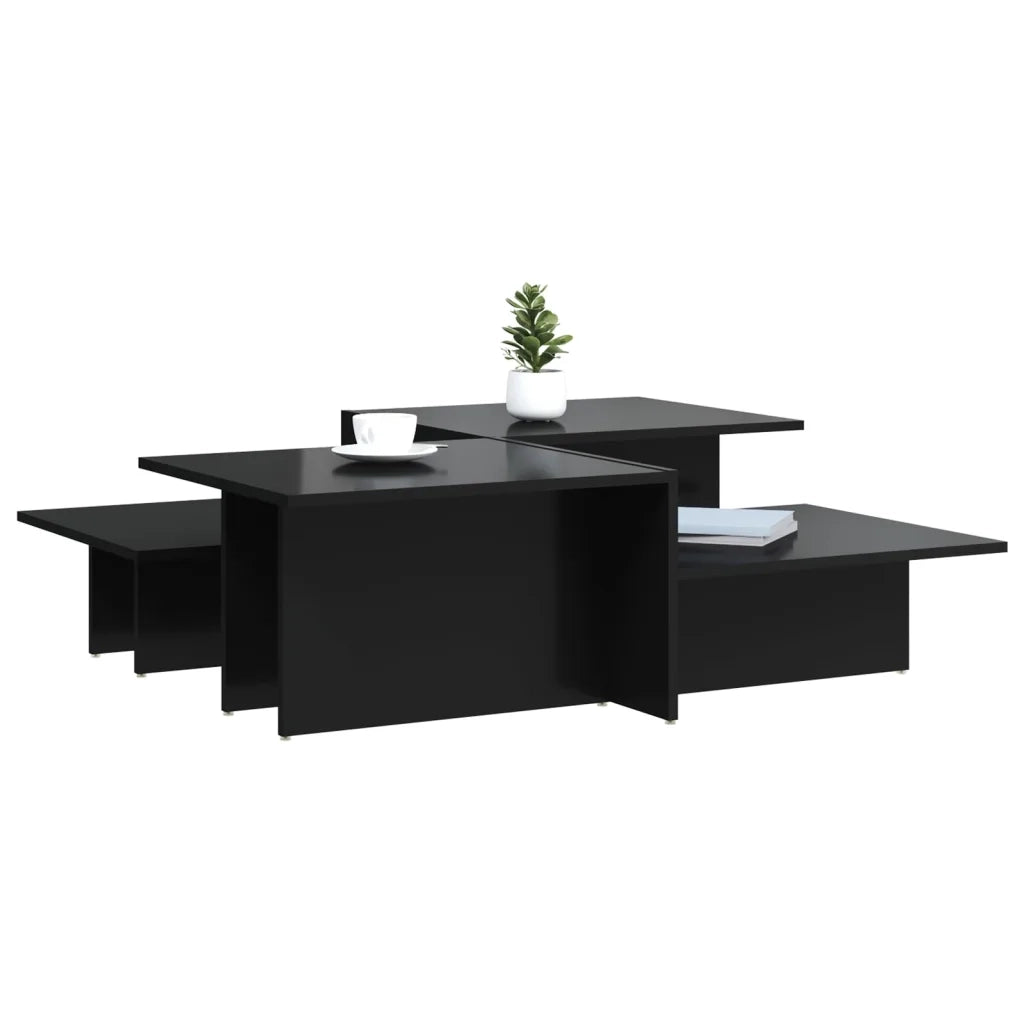 Tavolini da Salotto 2 pz Nero Lucido in Legno Multistrato 3216156