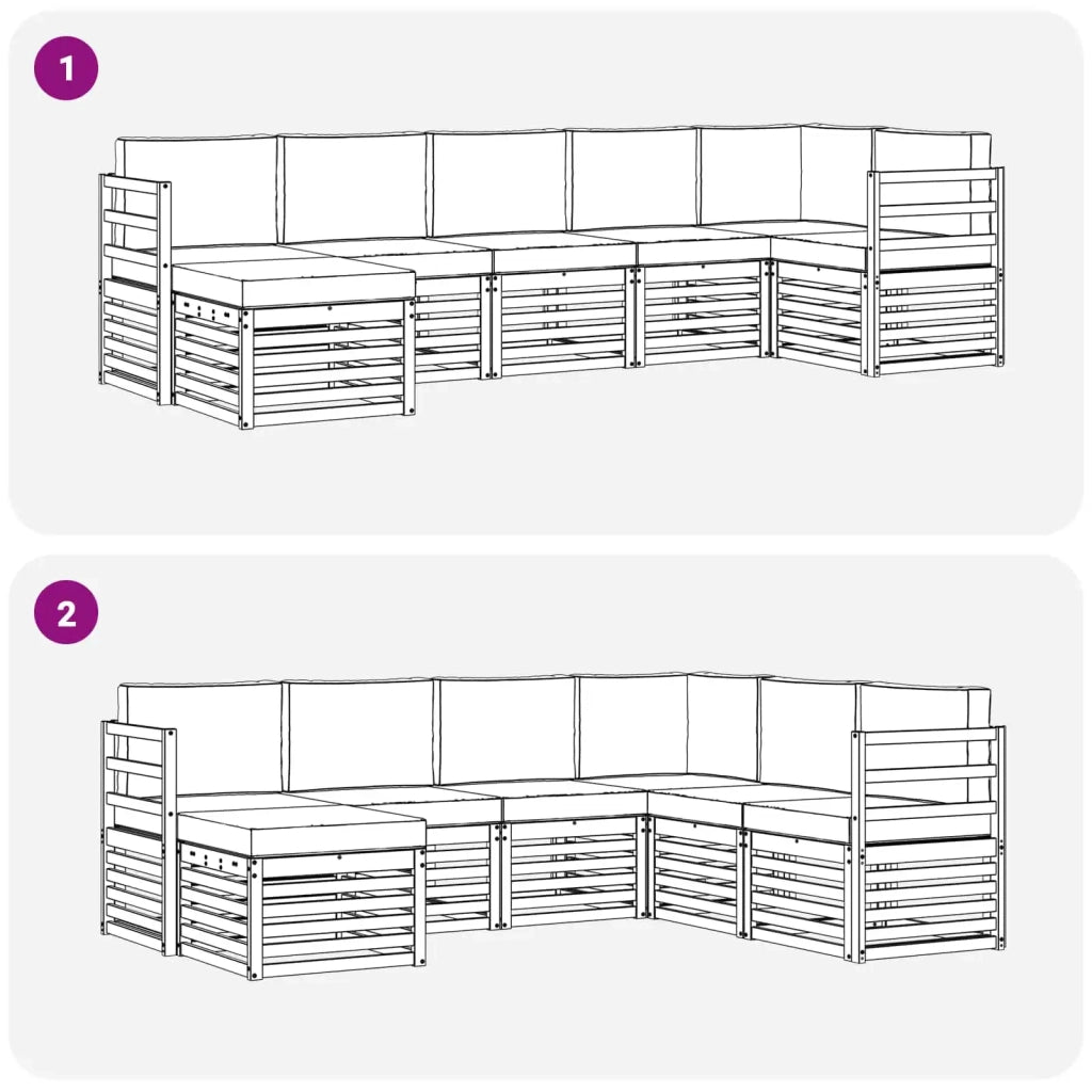 Set di divani da esterno 7 pcs Bianco e Grigio Chiaro 3392176