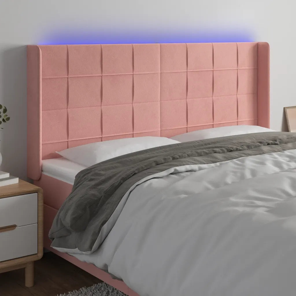 Testiera | Testata a LED rosa 163x16x118/128 cm in Velluto