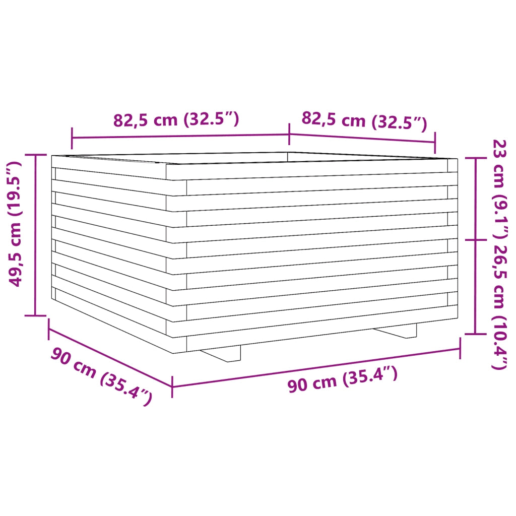 Fioriera Giardino Marrone Cera 90x90x49,5cm Legno Massello Pino 3282536