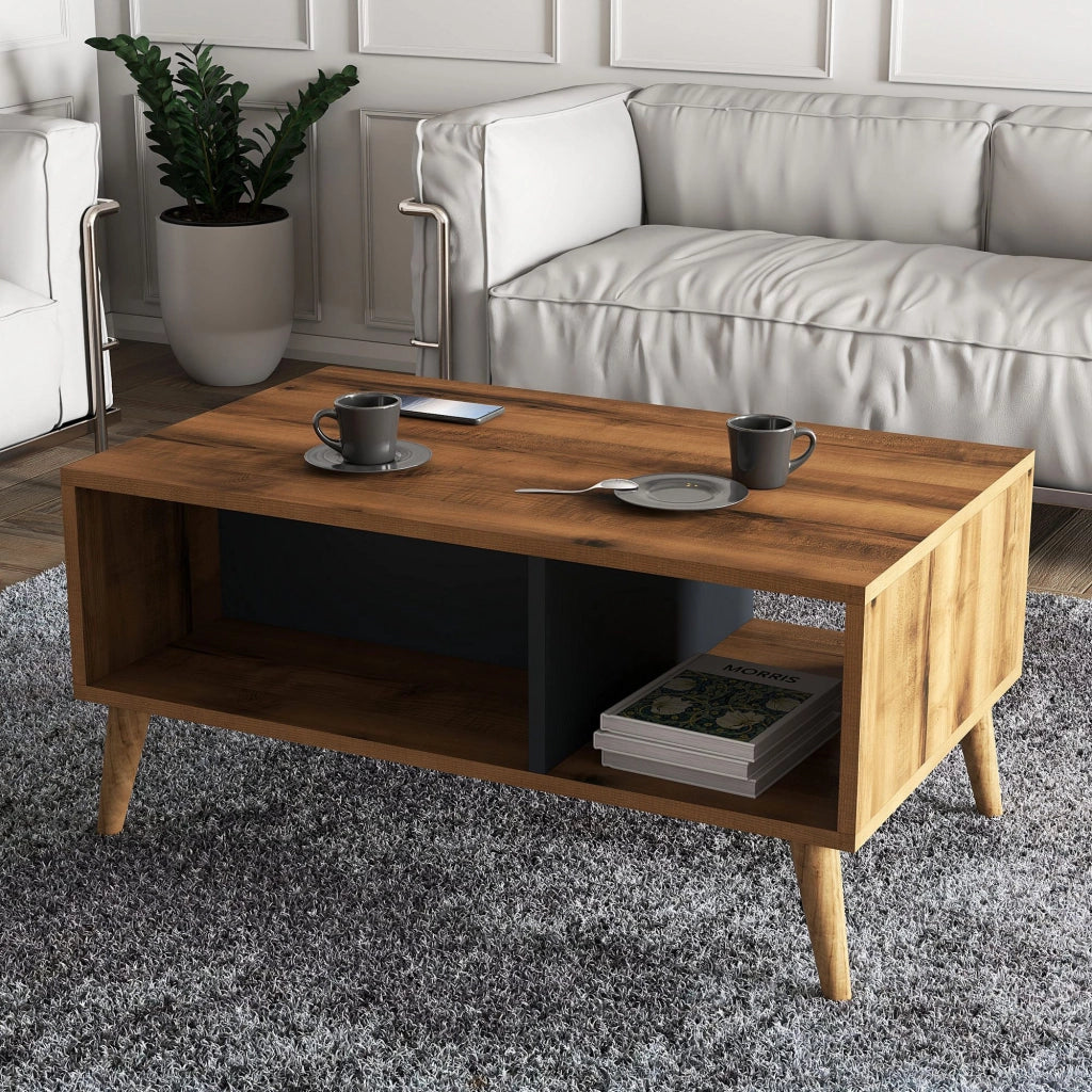 Tavolino in legno "Exxen" - 90 x 41 x 54 cm - Grigio antracite