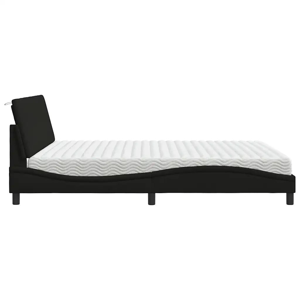 Letto con Materasso Hanko Nero 180x200 cm in Tessuto