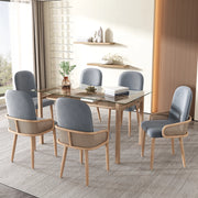 Sedie da Pranzo in Velluto Set 6 Pezzi ¨C Xylo ¨C Gambe Metallo Effetto Legno, Grigio