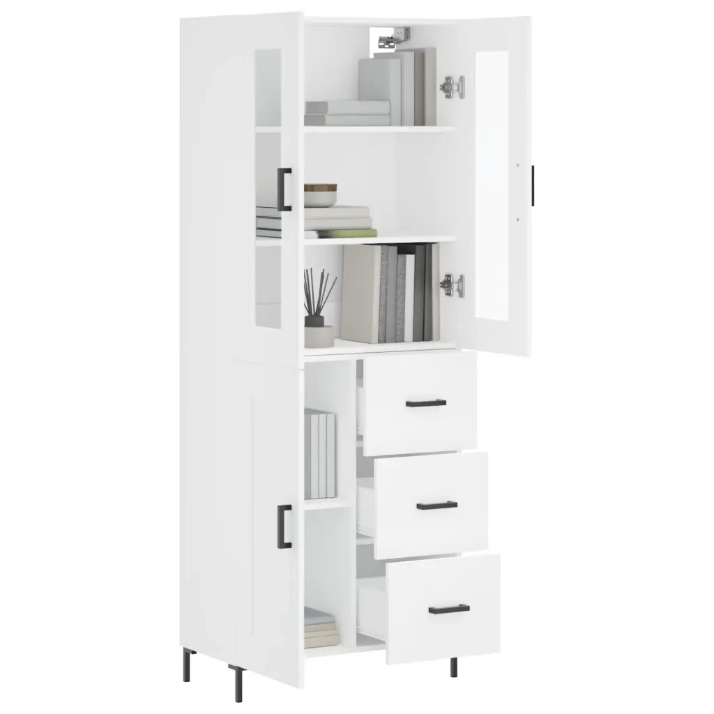 Credenza | Madia | Buffet da pranzo | Armadio da pranzo Bianca 69,5x34x180 cm in Legno Multistrato