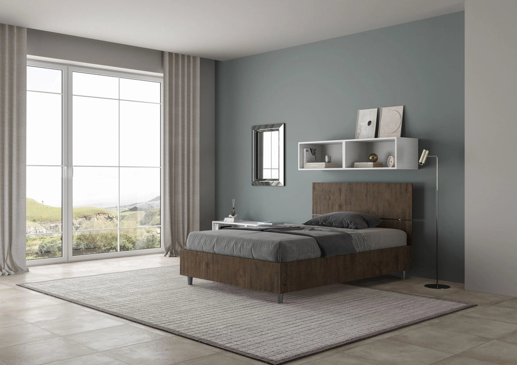 BS COM Letto una piazza e mezza contenitore 120x200 testata dritta noce