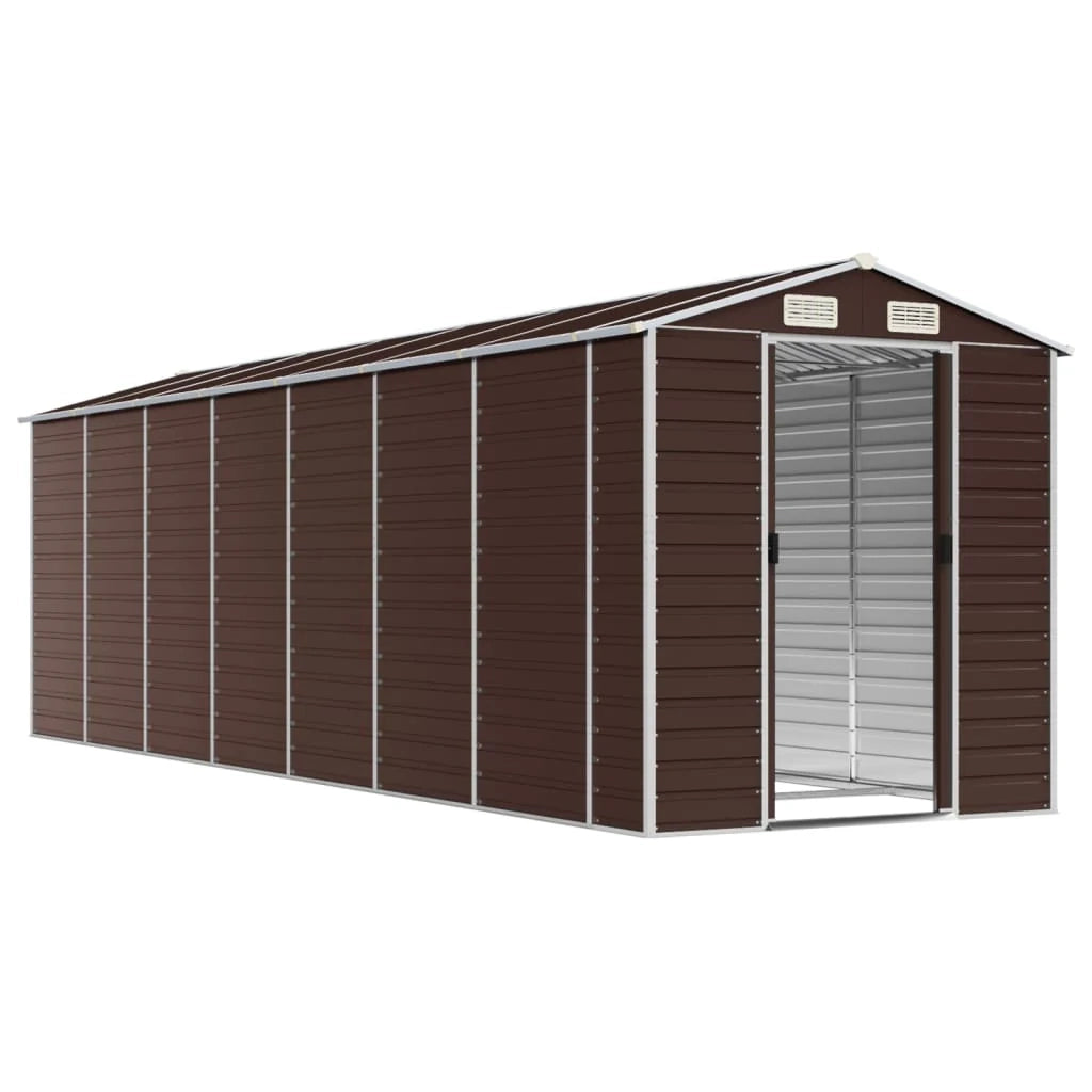 Casetta da giardino cabina ripostiglio casetta da esterno robusta casetta per attrezzi 191 x 640 x 198 cm acciaio zincato marrone 02_0022274