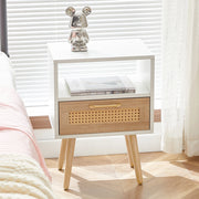 Tavolino con Cassetto e Gambe in Legno Massello ¨C MINIMAL ¨C Bianco, 40x30x55 cm
