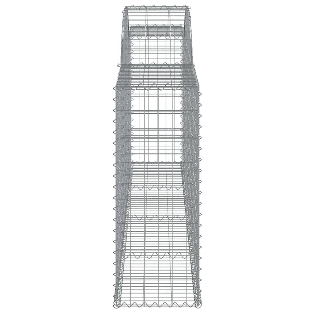 Cestini gabbioni recinzione a gabbia muro di contenimento ad arco 3 pezzi 300 x 30 x 80/100 cm ferro zincato argento 02_0040769