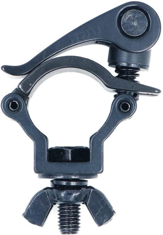 Montaggio clip in alluminio nero - Clip per lampada da palco - Adatto per tubo OD 32-35mm - Capacità di sollevamento 75kg - Indispensabile per l'illuminazione da palco - Clip per lampade