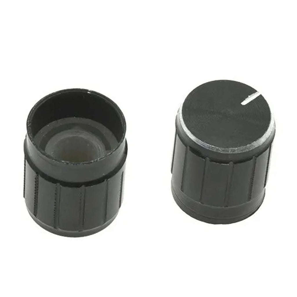 Manopola per Potenziometro 15mm – Alluminio e ABS, Indicatore Argento | Diametro 14.7mm, Altezza 17mm