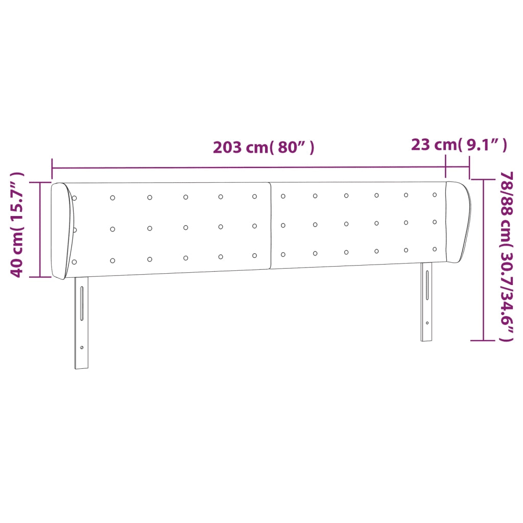 Testiera | Testata ad Orecchio Bianca 203x23x78/88 cm in Similpelle