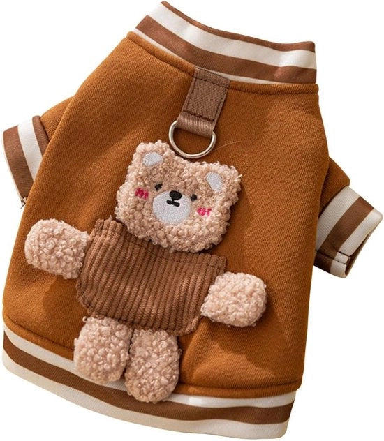 Giubbotto per cani con D-ring, cappotto caldo invernale, maglia morbida per piccoli cani e gatti (XS, marrone)