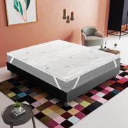 Topper Matrimoniale 180x200 in memory foam 5 cm con rivestimento Silver Fresh completamente sfoderabile