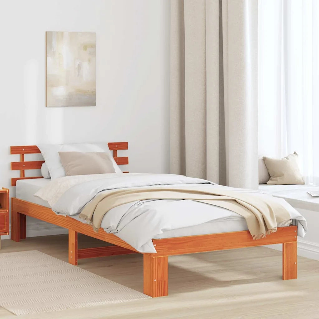 Struttura del letto-Giroletto Marrone cerato 100 x 200 cm Pino massello 637276