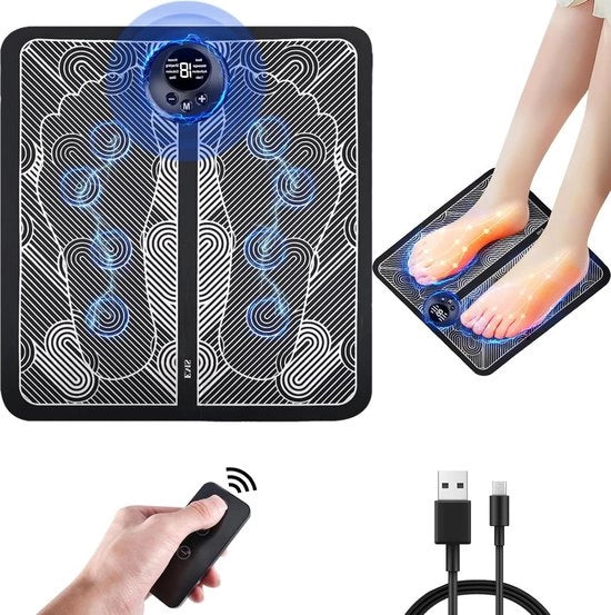Apparecchio di Massaggio EMS con 8 modalità e 19 frequenze regolabili - Comando a distanza, apparecchio di massaggio portatile per USB per migliorare la circolazione e alleviare il dolore muscolare