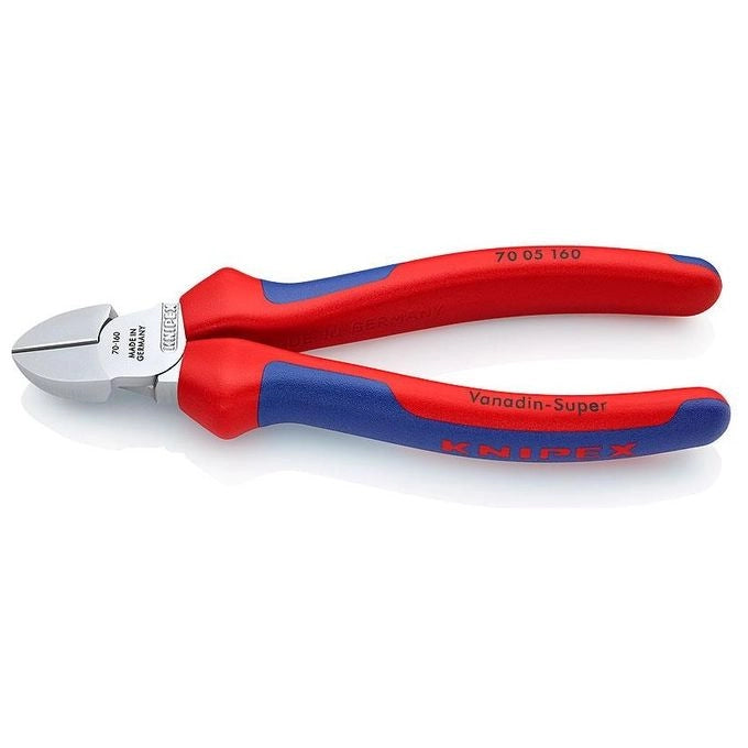 KNIPEX 70 05 160 Tronchese Laterale 160 mm Acciaio al Vanadio Temperato ad Olio Durezza 62 HRC colore Acciaio