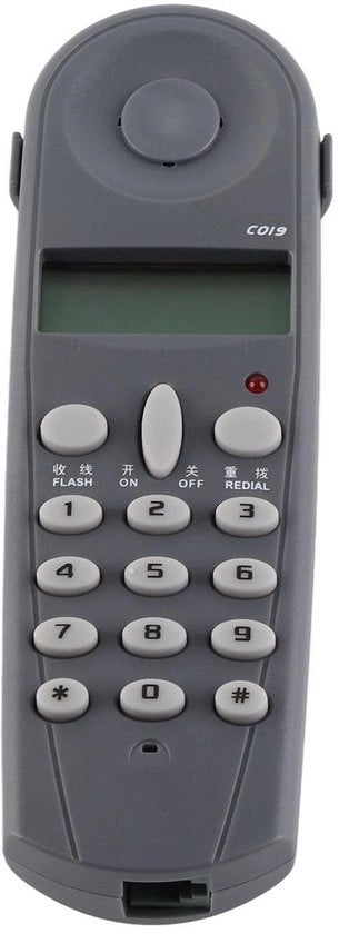 Telefono da Parete con Riduzione Rumore - Riproduzione Ultimo Numero - Telefono da Muro - Materiale ABS - Nero - Per Ufficio/Casa