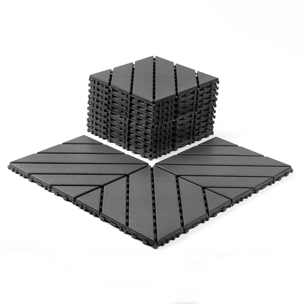 Piastrelle da Giardino ad Incastro Esterno Balcone, 44 Pezzi ¨C MINIMAL ¨C Plastica Antracite 30x30 cm