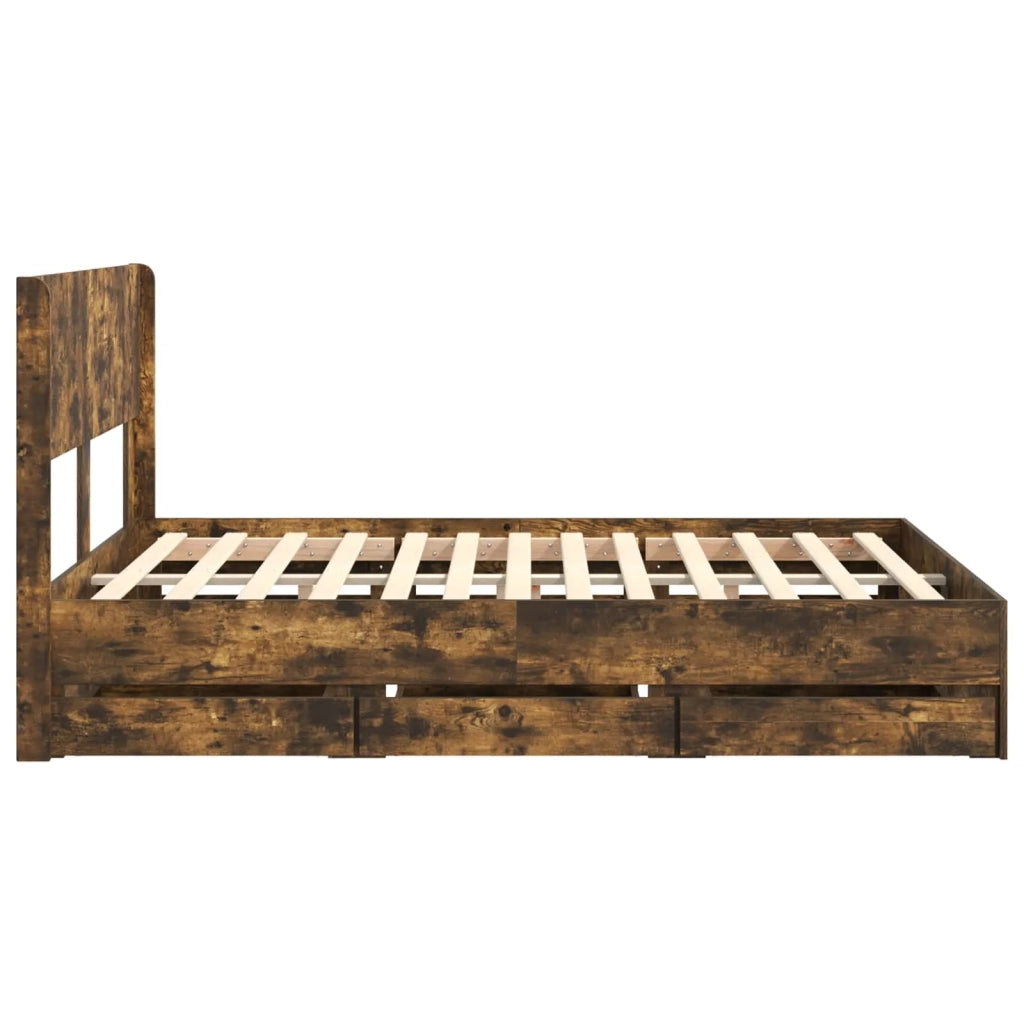 Struttura del letto con stoccaggio e testata Rovere Fumo 3414315
