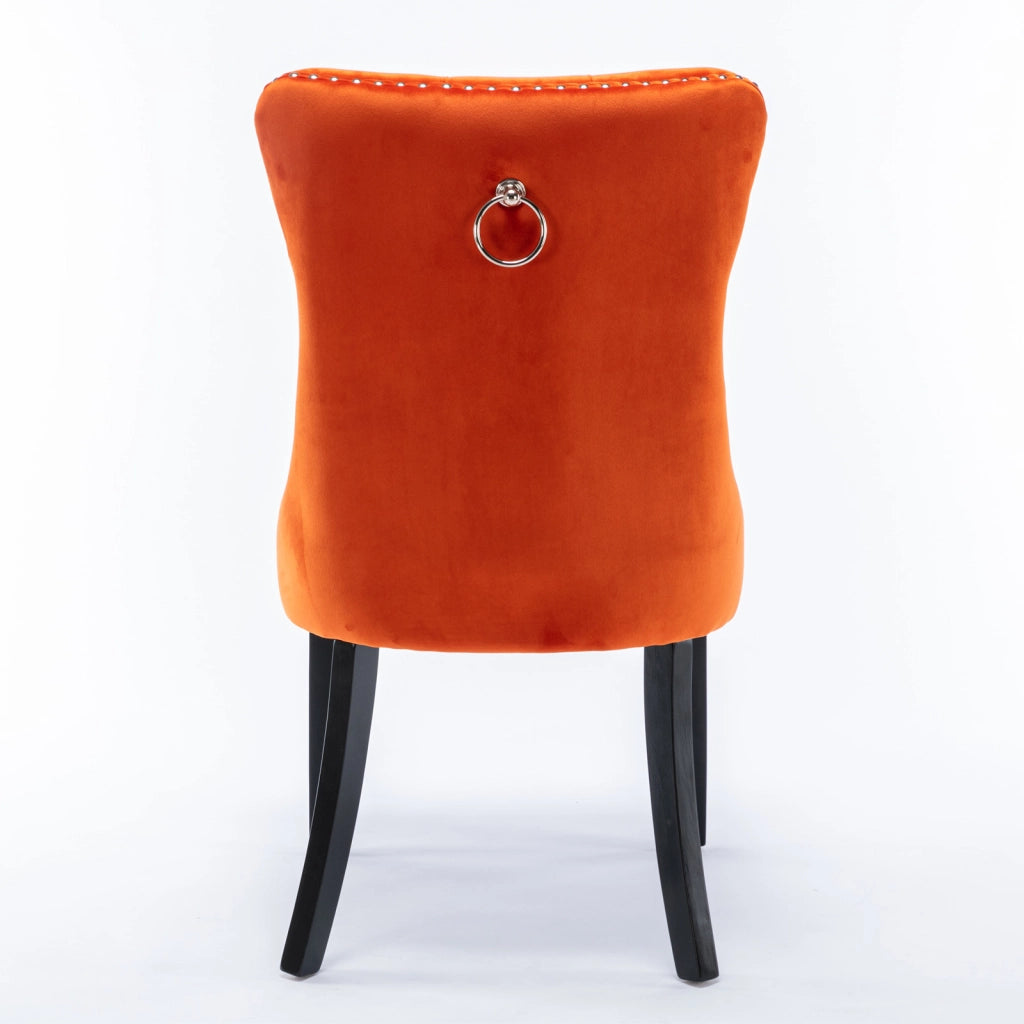 Nikki Collection - Set di 2 sedie da pranzo moderne e di alta gamma in legno massello trapuntato con rivestimento in velluto e gambe in legno con borc