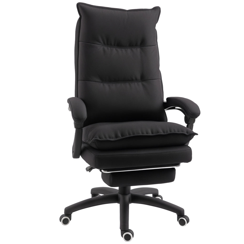 Sedia da Ufficio ad Altezza Regolabile con 6 Punti Massaggianti, in Tessuto Effetto Lino, 70x62x120-130 cm, Nero