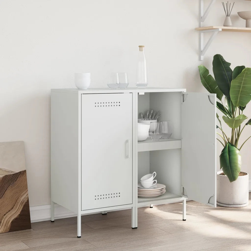 Credenze 2 pz Bianche 36x39x79 cm in Acciaio 843023