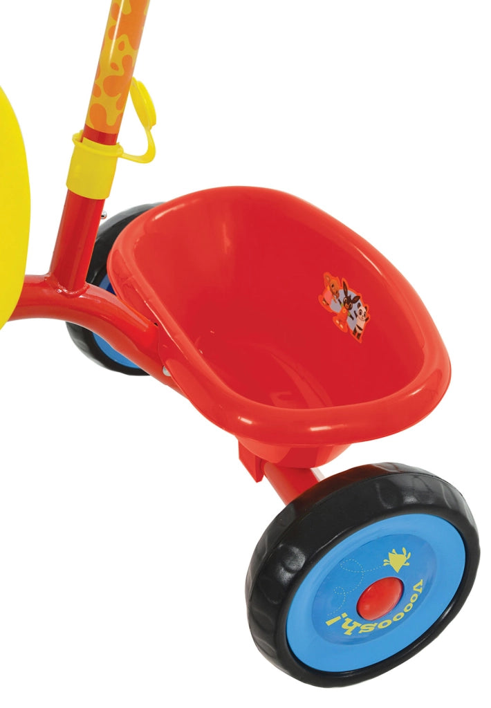 Triciclo a Pedali Primi Passi per Bambini con Maniglione Genitoriale Rimovibile e Vano Contenitore Bing Rosso