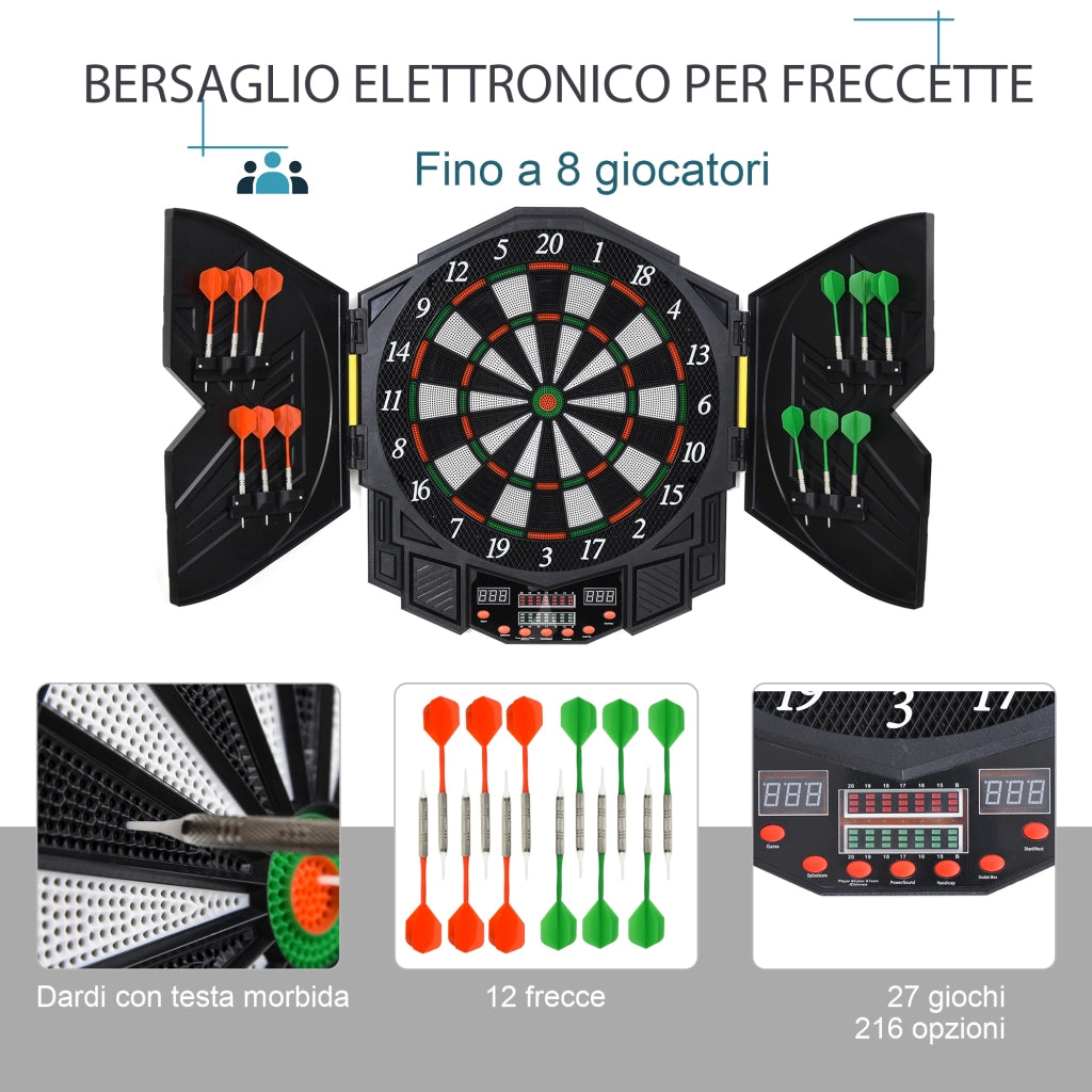 Bersaglio Elettronico Digitale ¨C Minimal ¨C 12 Freccette, 8 Giocatori, 27 Giochi