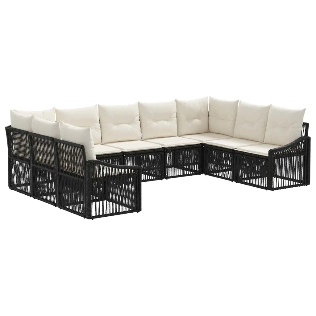 Set Divano da Giardino 9 pz Nero polyrattan 3436108