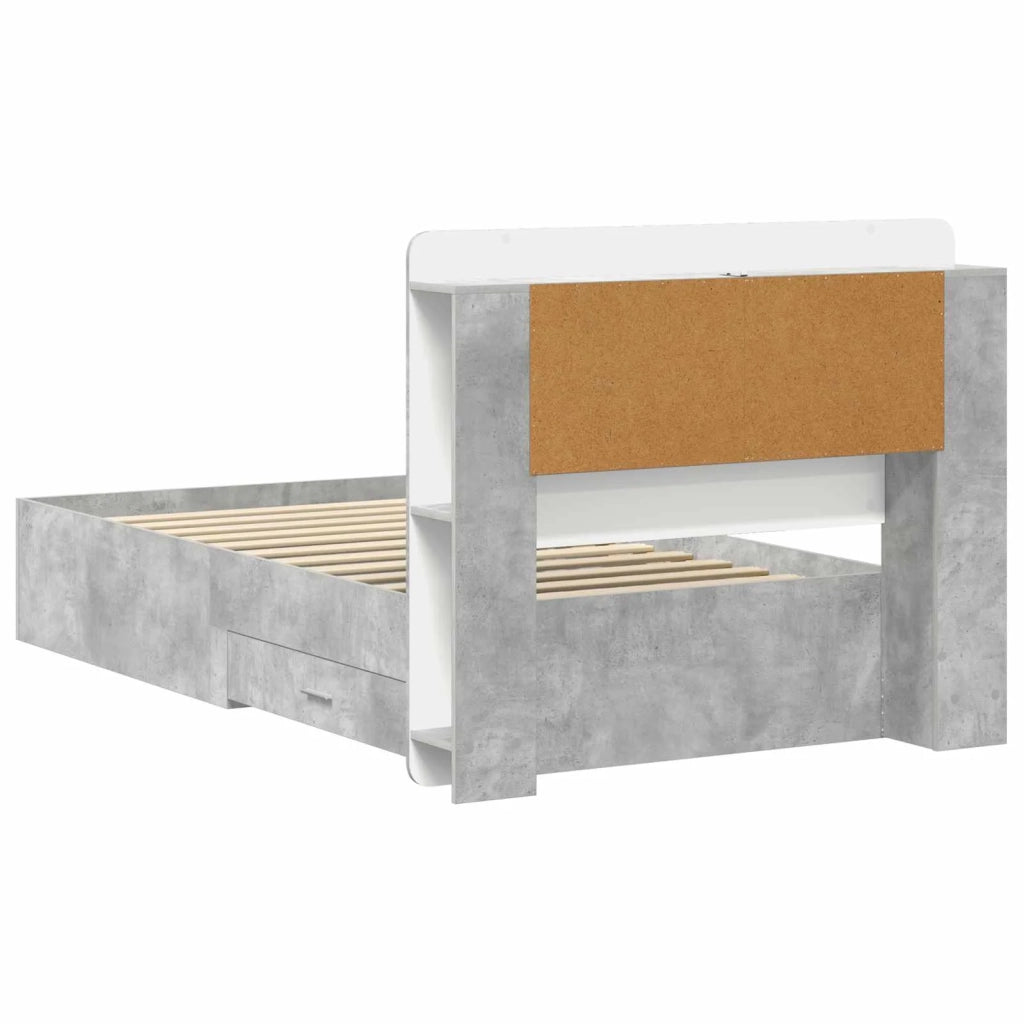 Telaio del letto con storage Grigio Cemento 75 x 190 cm 3433802