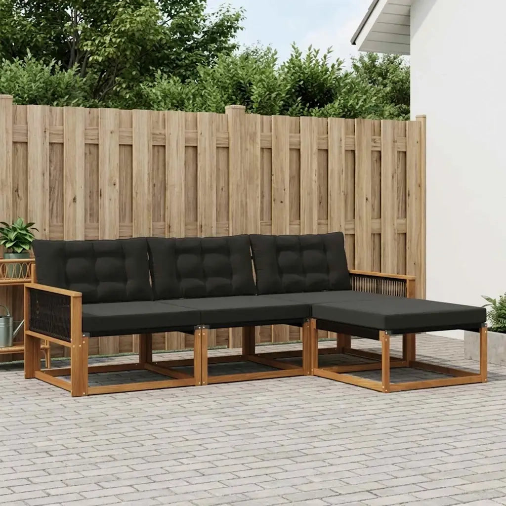 Set di divani da esterno con cuscino 4 pcs Naturale e Nero 3381344