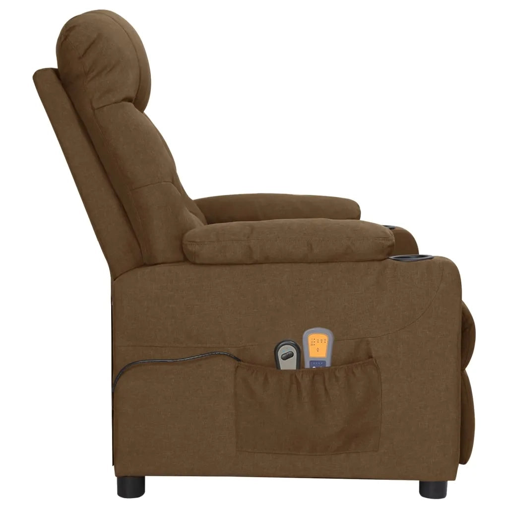 Poltrona Massaggiante Elettrica Marrone in Tessuto 3098831