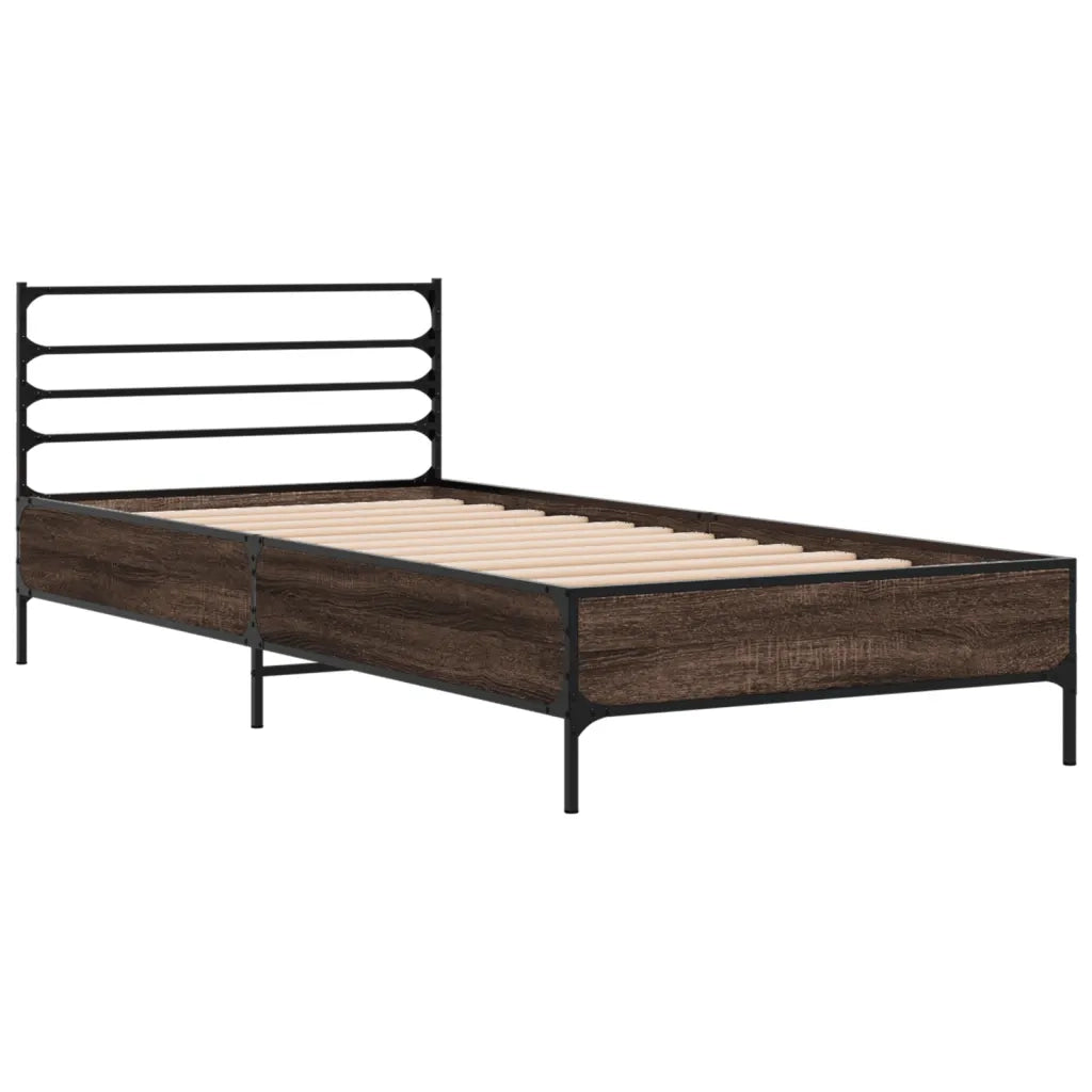 Giroletto-Struttura Letto Rovere Marrone 75x190 cm Legno Multistrato e Metallo 918972