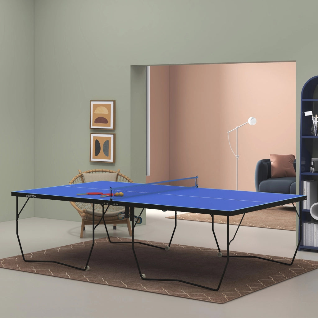 Tavolo da Ping Pong Pieghevole ¨C Xylo ¨C 8 Ruote, Telaio Acciaio, MDF, 274x152,5x76cm, Blu