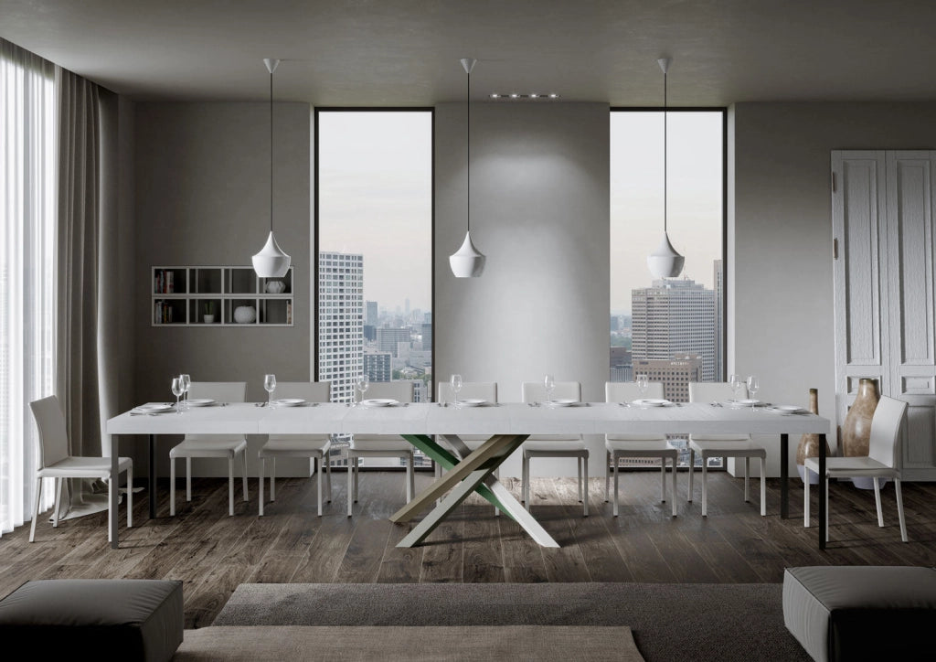 Tavolo Allungabile 160-420x90x77 cm Volantis Premium Bianco Frassino Telaio 4A