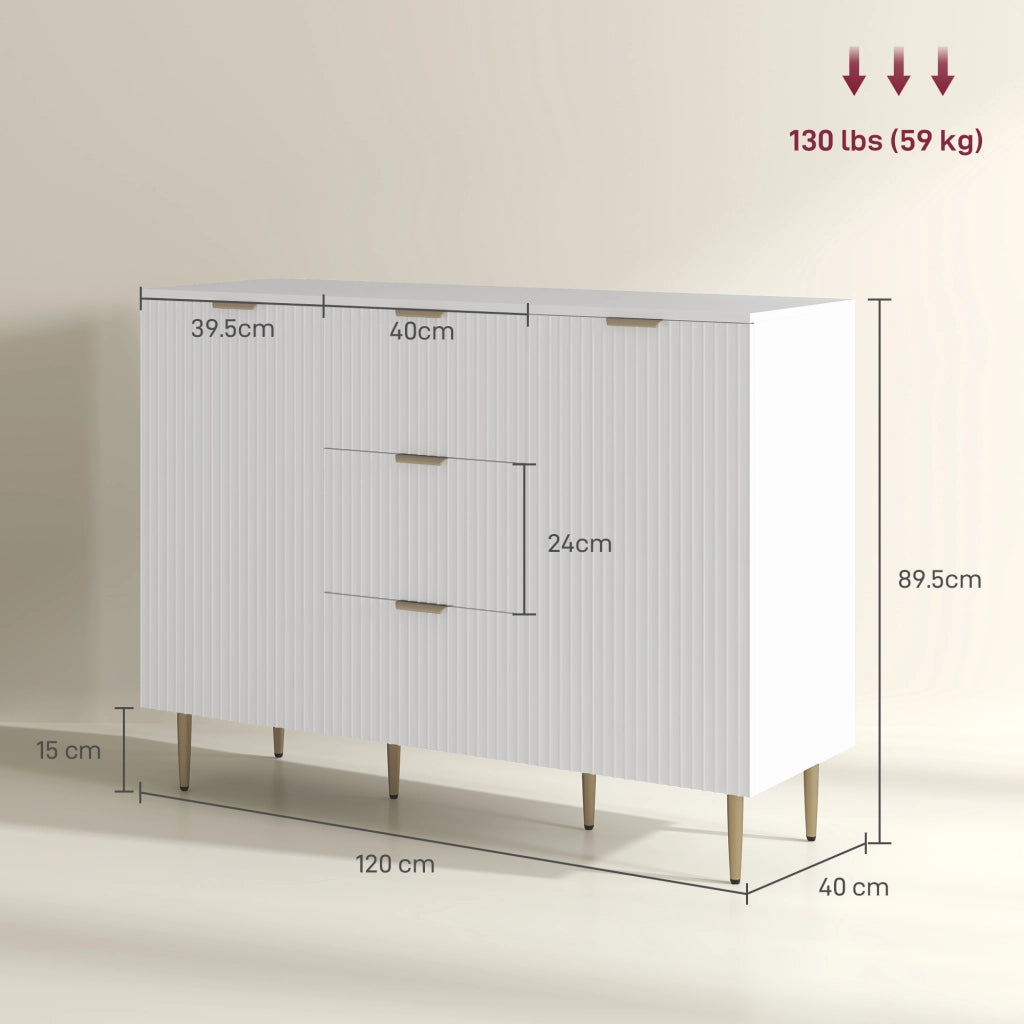 Credenza con 3 cassetti e 2 ante ¨C Xylo ¨C Legno e metallo bianco