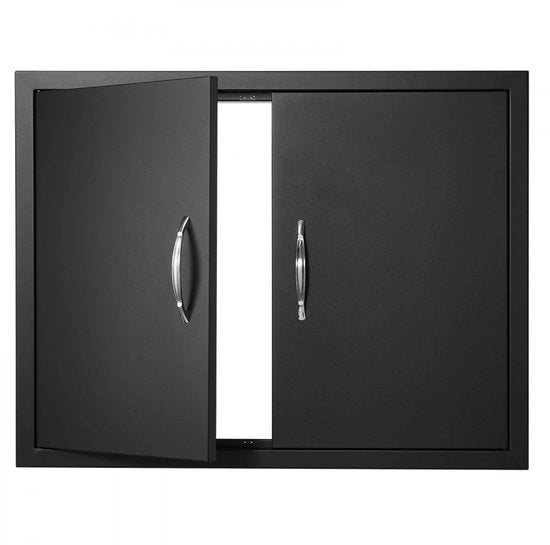 Porta di accesso per cucina esterna - Doppia porta in incasso 788 x 610 x 46 mm - Incasso piano - Verticale - Montaggio a parete - Con maniglie - Per BBQ, isola del barbecue e esterno
